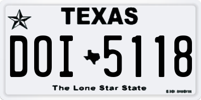 TX license plate DOI5118