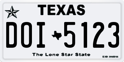 TX license plate DOI5123