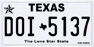 TX license plate DOI5137