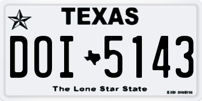 TX license plate DOI5143