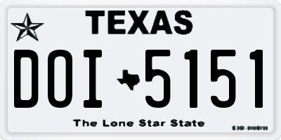 TX license plate DOI5151