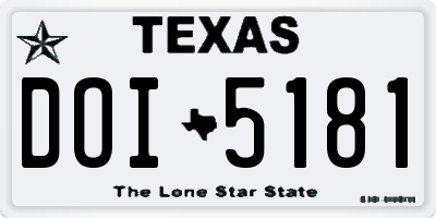 TX license plate DOI5181