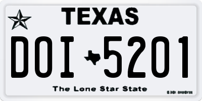 TX license plate DOI5201