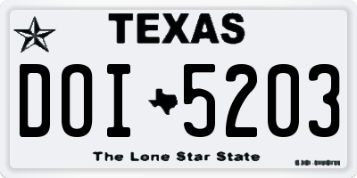 TX license plate DOI5203