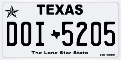 TX license plate DOI5205