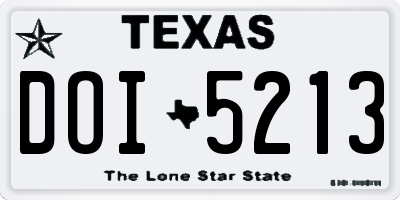 TX license plate DOI5213