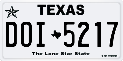 TX license plate DOI5217