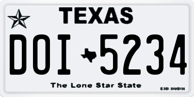 TX license plate DOI5234