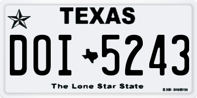 TX license plate DOI5243