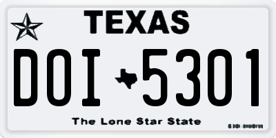 TX license plate DOI5301