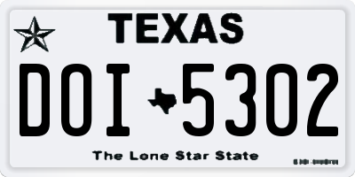 TX license plate DOI5302