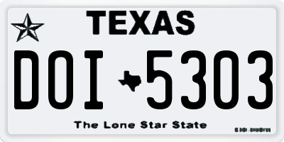 TX license plate DOI5303