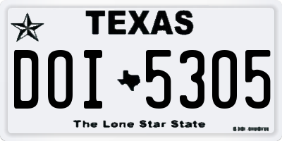 TX license plate DOI5305