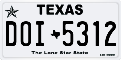TX license plate DOI5312