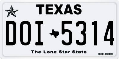 TX license plate DOI5314