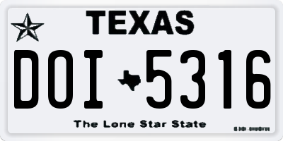TX license plate DOI5316
