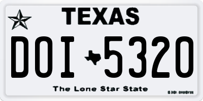 TX license plate DOI5320