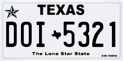 TX license plate DOI5321