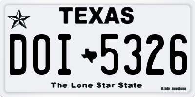 TX license plate DOI5326