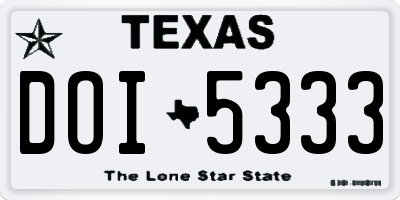 TX license plate DOI5333