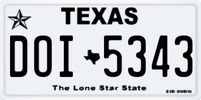 TX license plate DOI5343