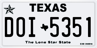 TX license plate DOI5351