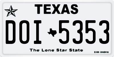 TX license plate DOI5353