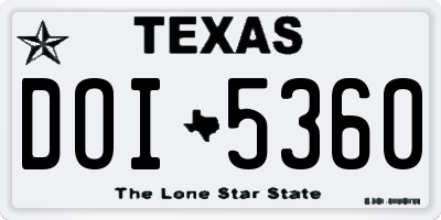 TX license plate DOI5360