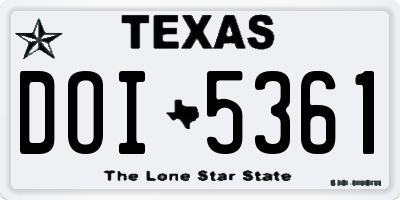 TX license plate DOI5361