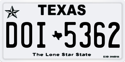 TX license plate DOI5362