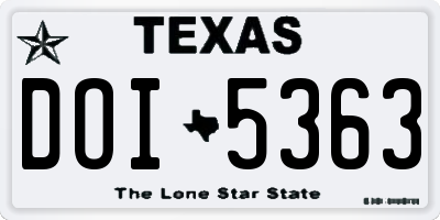 TX license plate DOI5363