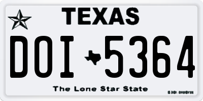 TX license plate DOI5364