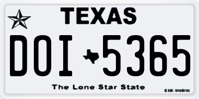 TX license plate DOI5365