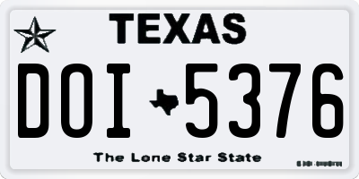 TX license plate DOI5376