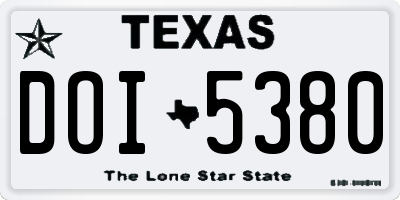 TX license plate DOI5380