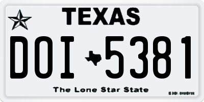 TX license plate DOI5381