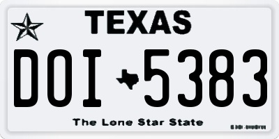TX license plate DOI5383