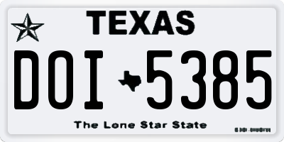 TX license plate DOI5385