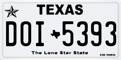 TX license plate DOI5393