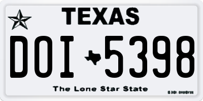 TX license plate DOI5398