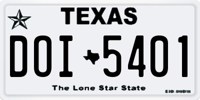TX license plate DOI5401