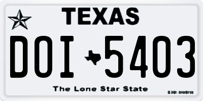 TX license plate DOI5403