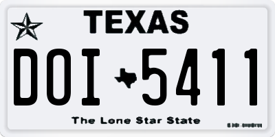 TX license plate DOI5411