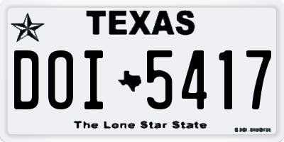 TX license plate DOI5417