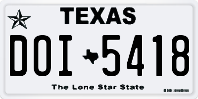 TX license plate DOI5418