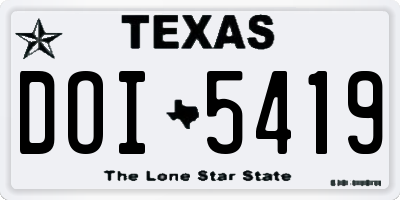 TX license plate DOI5419