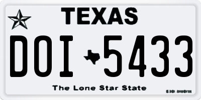 TX license plate DOI5433