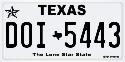 TX license plate DOI5443