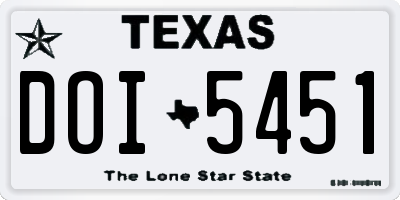 TX license plate DOI5451