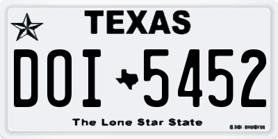 TX license plate DOI5452